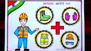 National Safety Day Drawing Easy Safety Day Drawing How to Draw National Safety Day poster safety [upl. by Pruchno137]