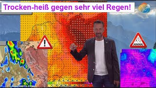 Luftmassengrenze Trockenheiß gegen viel Regen Alpensüdseite Wettervorhersage 0310092024 [upl. by Anaerda]