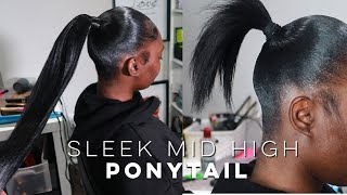 Sleek Mid high Extended Ponytail Start to finish Iamroxybennett [upl. by Baumbaugh37]