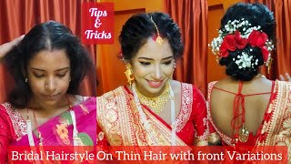 Bridal Hairstyle in Very thin Hair with front Variations Tips amp tricks [upl. by Lesser]