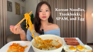 Korean Noodles Tteokbokki SPAM and Egg 🤍 [upl. by Sille]