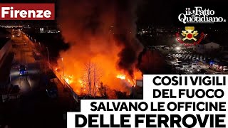 Firenze vasto incendio alle Piagge così i vigili del fuoco salvano le officine delle Ferrovie [upl. by Admama840]