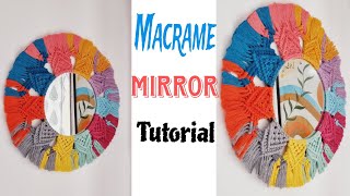 Multicolor Macramé Mirror  Colorful Macrame Mirror Tutorial [upl. by Gamal]