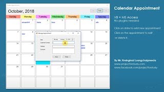 How to coding Sample Calendar Appointment with VBNET  MS Access no plugins needed [upl. by Atterol]