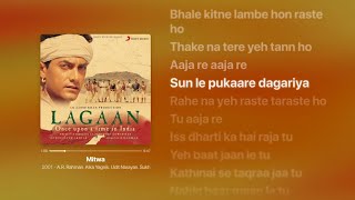 Lagaan  Mitwa Lyrics  AR Rahman [upl. by Anirda]