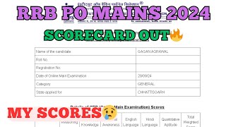 ✍️RRB PO MAINS 2024 Scorecard Out  My Scorecard🔥✅CHHATTISGARH  RRBPOMAINS rrbpointerview rrbpo [upl. by Yeruoc]