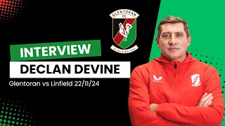 Post Match Interview  Glentoran 10 Linfield  Declan Devine [upl. by Gaivn834]