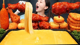 양념치킨 amp 치즈퐁듀 🧀 핫도그 치즈볼 먹방 레시피 Cheese Fondue Chicken Cheese Balls Fried Shrimp Mukbang ASMR Ssoyoung [upl. by Tara]