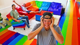 We Rainbow Duct Taped his ENTIRE House Prank SATISFYING [upl. by Atekram503]