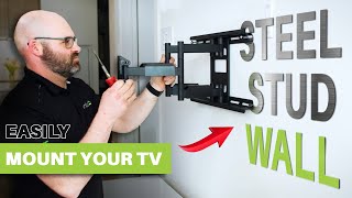 How Install a TV MOUNT into a STEEL STUD WALL  Kanto Explains [upl. by Ahsekahs2]