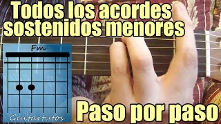 Como tocar acordes de guitarra para principiantes Sostenidos menores [upl. by Blackmore727]