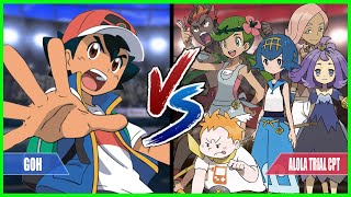 Pokemon Battle Series Ash Vs Alola Trial Captains Llima Lana Kiawe Mallow Sophocles Acerola [upl. by Car952]