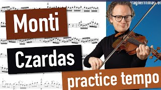 Monti Czardas  practice tempo 1 Part Allegro Vivace  Violin Sheet Music  Piano Accompaniment [upl. by Neeruam]