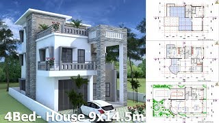 House Design Plan 9x145m With 4 Bedrooms [upl. by Moyna]