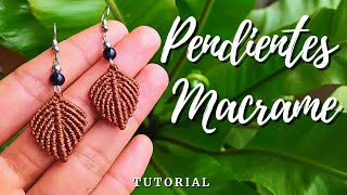 ARETES HOJA🍂 PENDIENTES en MACRAME  Como TEJER PENDIENTES en HILO [upl. by Anilyx340]