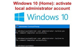 windows 10 home edition enable administrator account [upl. by Lydie]