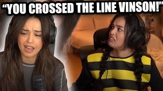 Valkyrae REACTS to Vinsons latest TROLL upload [upl. by Nivloc138]