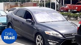 Cars incredible reverse out of tight parking spot in Brazil  Daily Mail [upl. by Rennug683]