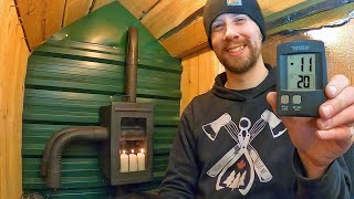 Candle Convection Heater Winter Camping with my OffGrid Stove Snowmobile Camper Series [upl. by Henricks]