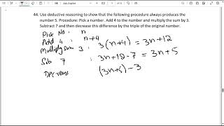 Ex  11 Q  44 Used Deductive Reasoning to show procedure produces number equal Original number [upl. by Kcirdes]