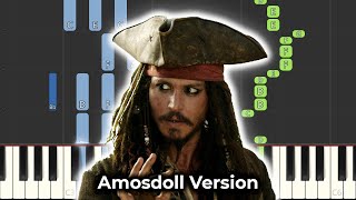 Pirates of the Caribbean  Hes a Pirate Amosdoll Piano Tutorial Synthesia [upl. by Reginnej]