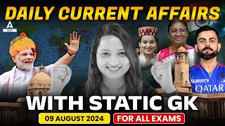 9 August Daily Current Affairs for CUET 2025  Important Static GK  Current Affairs Today [upl. by Alol]