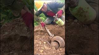 Digging treasure gold under stone at mountain satisfying treasuredetector shortsvideo [upl. by Arabeila]