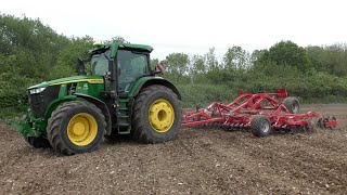 John Deere 7R330 amp Horsch Discs Preparing Ground [upl. by Leanard461]