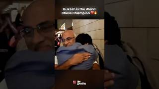 Gukesh HUGS Father after Winning the World Championship 🥹♥️ gukesh chess [upl. by Asilla]