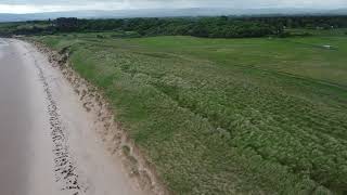 Aerial View of Coastal Erosion Ravensheugh Sands East Lothian [upl. by Sucramat]