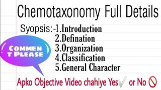 Chemotaxonomy Full Details Tyes of Chemotaxonomy Notes [upl. by Einneg13]