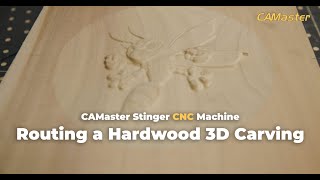 CAMaster Stinger CNC Machine Routing a Hardwood 3D Carving [upl. by Sdlonyer]