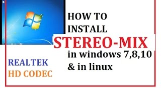 how to install stereo mix high definition audio codecs for windows and linux in hindi [upl. by Missie]