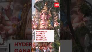 Hyderabad Ganapati Visarjan at Hussain Sagar Lake as festival concludes [upl. by Juditha893]