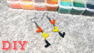 💛💚Kolczyki z Koralików  Wiszące Kolorowe Serduszka  DIY Tutorial [upl. by Leveroni]