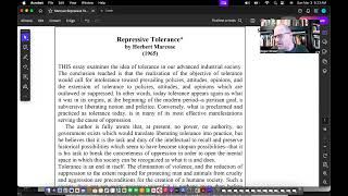 Lecture 20 Herbert Marcuses quotRepressive Tolerancequot [upl. by Losse]