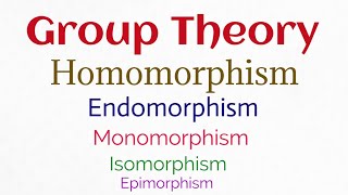 Group Theory Homomorphism Endomorphism Monomorphism Isomorphism Epimorphism [upl. by Aseyt665]