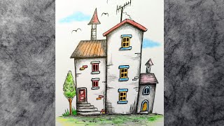 House Drawing Pencil Colour [upl. by Akeemaj]