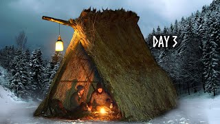 6 DAYS Winter Bushcraft Building a Survival Shelter in Snow amp Cold [upl. by Lanor344]