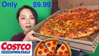 ASMR EATING GIANT 999 COSTCO HALF PEPPERONI HALF CHEESE PIZZA 먹방 코스트코피자 [upl. by Morell100]