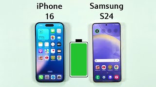 iPhone 16 vs Samsung S24 Battery Test  Battery Life Drain Test [upl. by Lukin]