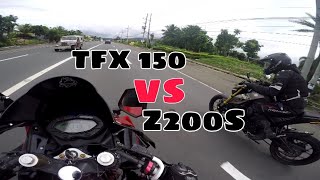 MOTORSTAR Z200S vs YAMAHA TFX 150 Galit si kuya [upl. by Zerep935]