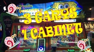 Spongebob Coin Pusher 3 Garys in 1 Cabinet at Dave And Busters CRAZY TICKET JACKPOT  ClawD00d [upl. by Alexandro]