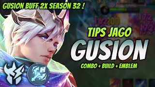 CARA MAIN GUSION 2× BUFF  BUILD amp EMBLEM GUSION TERSAKIT 2024   GUSION JUNGLER GAMEPLAY [upl. by Dewhurst]