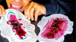 ASMR EDIBLE BLOODY MAXI PADS EATING FAKE MUKBANG PRANK JERRY MOUTH SOUNDS NO TALKING [upl. by Kunkle]