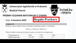 ZADANIE 14 UJ 2020 KWIECIEŃ REGUŁA PRZEKORY chemia chemistry [upl. by Anauqaj]