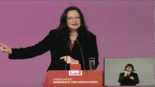 Andrea Nahles  Leitantrag Bürgerversicherung  Parteitag 2011 [upl. by Phares]