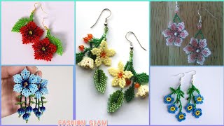 New Styles Of Mexican Huichol Seeds Beads Beaded Flowers Patterns Hoop Earrings [upl. by Egiedan]