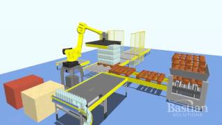 Bottle Palletization  Engineering Simulation [upl. by Thorrlow820]