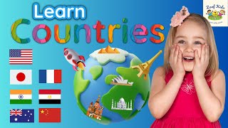 COUNTRY FLAGS LANDMARKS OF THE WORLD for Children  Learn Flags for Kids Kindergarten amp Toddlers [upl. by Akamahs]